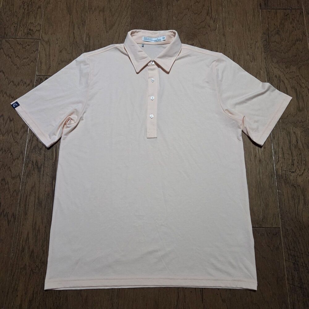 Criquet Shirt Men XL Extra Large Peach Short Sleeve Polo Solid Preppy Stretch
